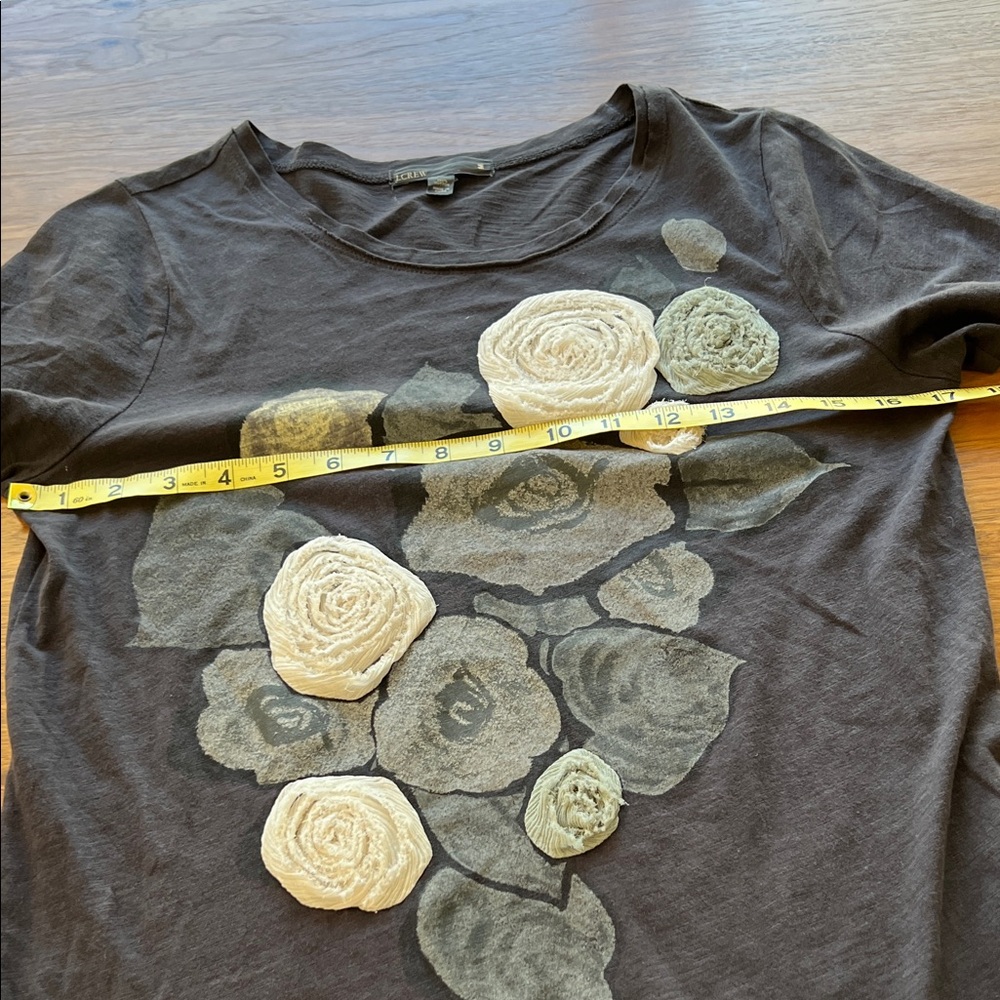 J. Crew Charcoal Gray Appliqué Cotton Tee - Picture 5 of 6